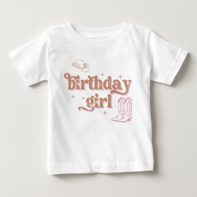 Rodeo Western Pink Cowgirl Birthday Baby T-shirt (Vorderseite)