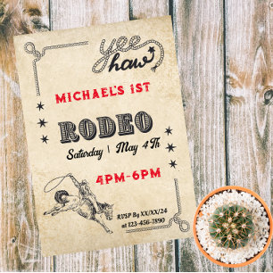 Rodeo Westernreiten Cowboy Rodeo Geburtstag  Magneteinladung