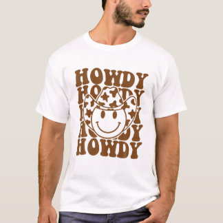 Rodeo White Howdy Western Retro Cowboy Hat Souther T-Shirt