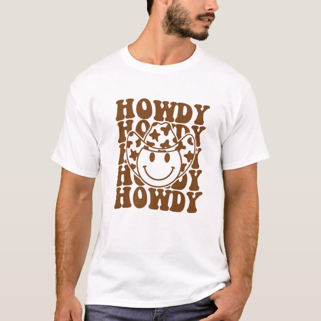 Rodeo White Howdy Western Retro Cowboy Hat Souther T-Shirt (Vorderseite)
