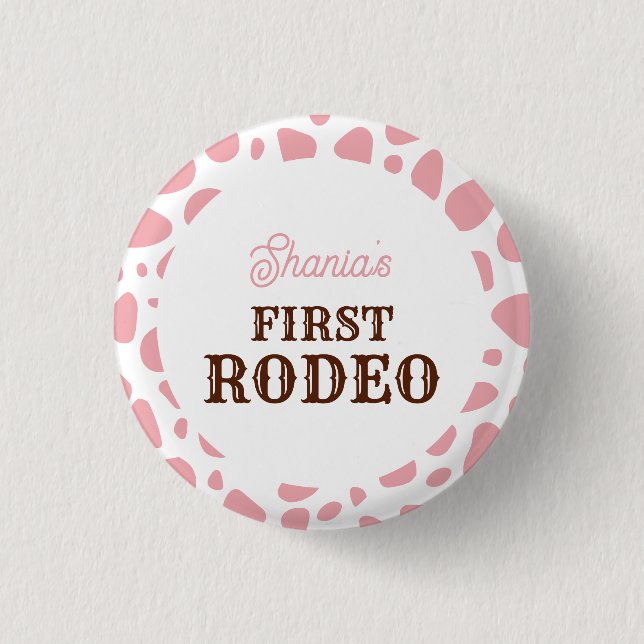 Rodeo Wild West Pink Girl Erstgeburt Button (Vorderseite)