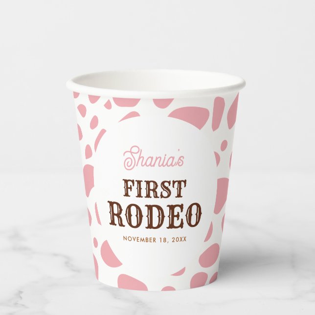 Rodeo Wild West Pink Girl Erstgeburt Pappbecher (Vorderseite)