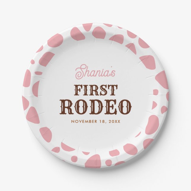 Rodeo Wild West Pink Girl Erstgeburt Pappteller (Vorderseite)