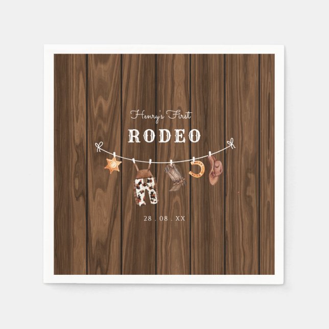 Rodeo Wild West rustikaler Western Cowboy Geburtst Serviette (Vorderseite)