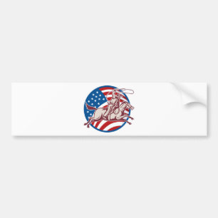 Rodeocowboy-Reitpferdelasso-amerikanische Flagge Autoaufkleber