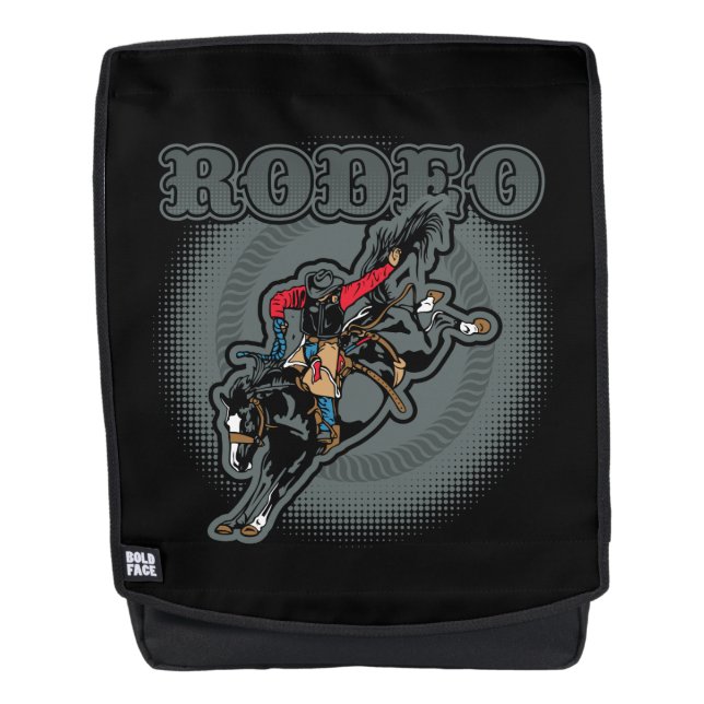 Rodeoungesattelter Bronc-Reiter Rucksack (Vorderseite)
