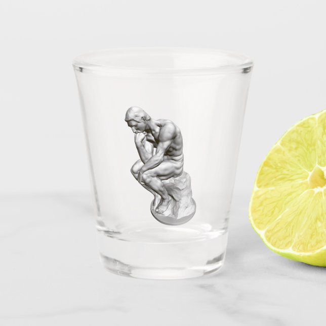 Rodin ist die Thinker-Skulptur, Statue, Paris Schnapsglas (Vorderseite)