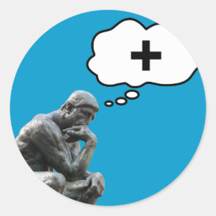 Rodins Denker-Statue - Denke Positiv Runder Aufkleber