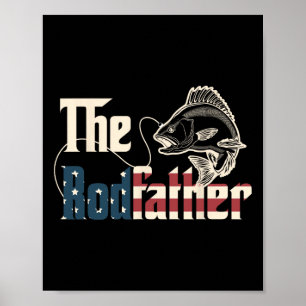 Rodvater Retro Groovy Fishing Lover Vathers D Poster