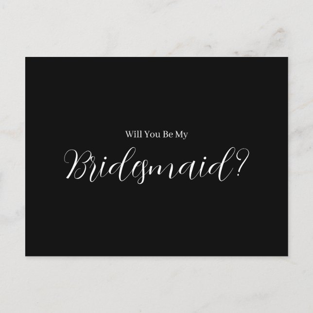 ROE Black & White Simple Bridesmaid Postkarte (Rückseite)