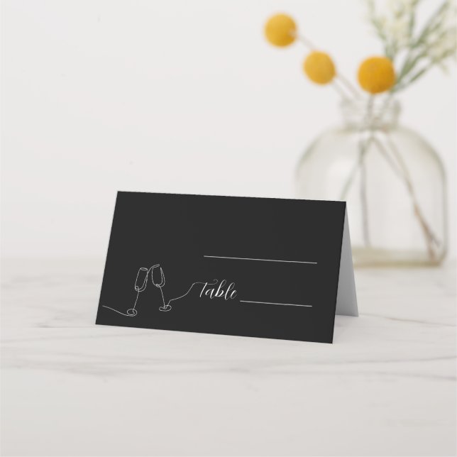 ROE Black & White Simple Wedding Platzkarte (Vorderseite)