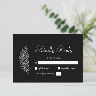 ROE Black & White Simple Wedding RSVP Karte