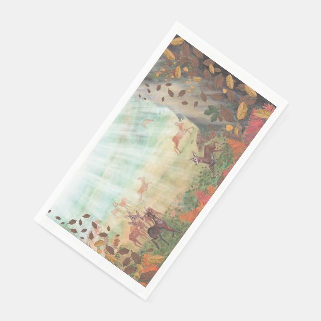 Roe Deer Capreolus capreolus in Forest Sunlight Serviette (Ecke)