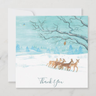 Roe Deer Group im Winter Dankeskarte