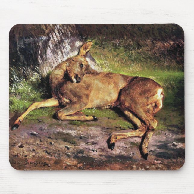 Roe Deer im Wald (von Rosa Bonheur) Mousepad (Vorne)