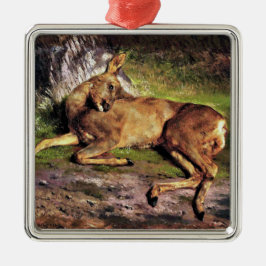 Roe Deer im Wald (von Rosa Bonheur) Ornament Aus Metall