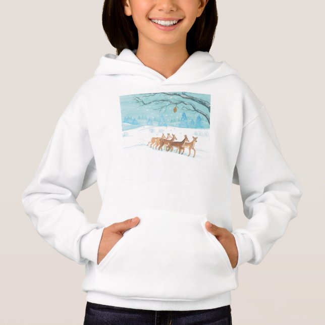 Roe Deer im Winter Hoodie (Vorderseite)