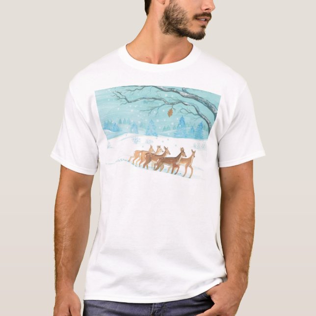 Roe Deer im Winter T-Shirt (Vorderseite)