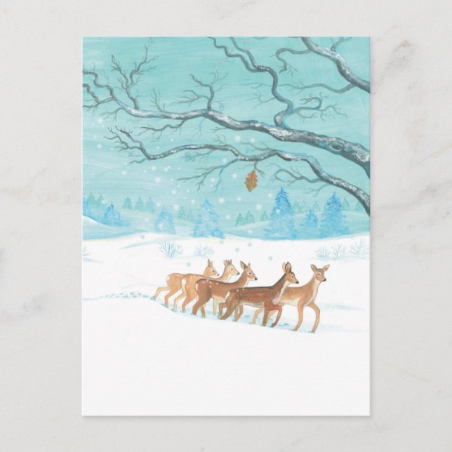 Roe Deer Winter Postkarte (Vorderseite)
