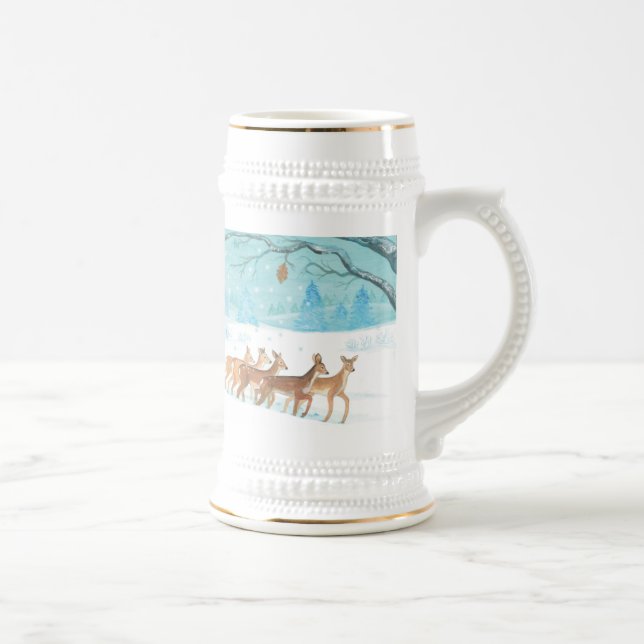 Roe Deer Winterschneewaldlandschaft Bierglas (Rechts)