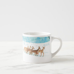 Roe Deer Winterschneewaldlandschaft Espressotasse