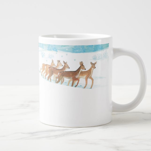 Roe Deer Winterschneewaldlandschaft Jumbo-Tasse (Rechts)