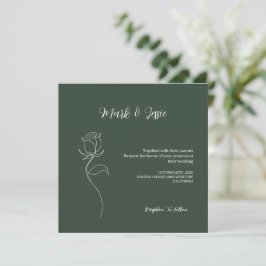 ROE Dusky Green & White Simple Wedding Einladung