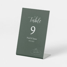 ROE Dusky Green & White Simple Wedding Sockelschild