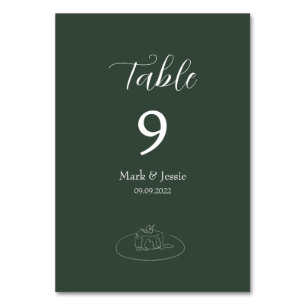 ROE Dusky Green & White Simple Wedding Tischnummer