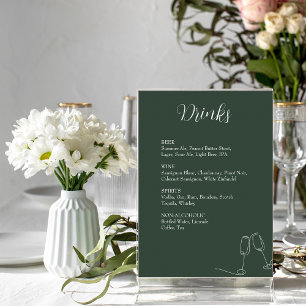 ROE Dusky Green & White Simple Weeding Drinks Unte Poster