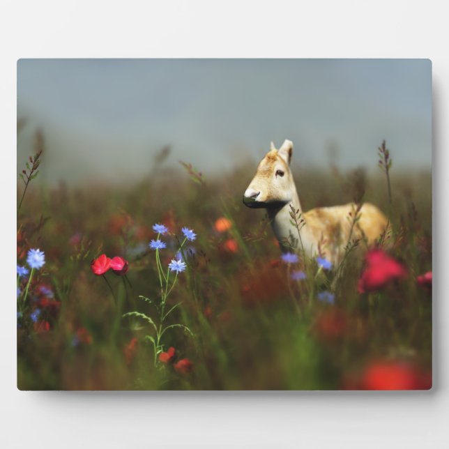 Roe in einer Wiese-Foto-Plaque Fotoplatte (Vorderseite)