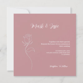 ROE Pink & White Simple Wedding Einladung