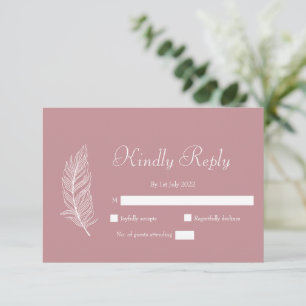 ROE Pink & White Simple Wedding RSVP Karte