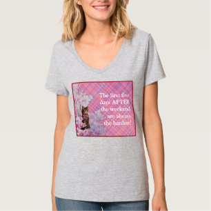 ROFL Vintage Katze auf benutzerrosa karierten T - T-Shirt
