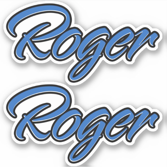 Roger Name blue Aufkleber Sticker Stickerset (Vorderseite)
