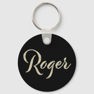 Roger Name whitegold Button Schlüsselanhänger