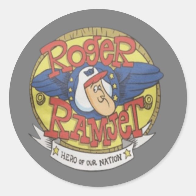 Roger Ramjet Runder Aufkleber (Vorderseite)