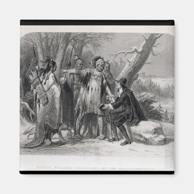 Roger Williams wird von den Narragansetts geschütz Magnet (Vorne)