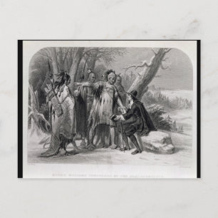 Roger Williams wird von den Narragansetts geschütz Postkarte