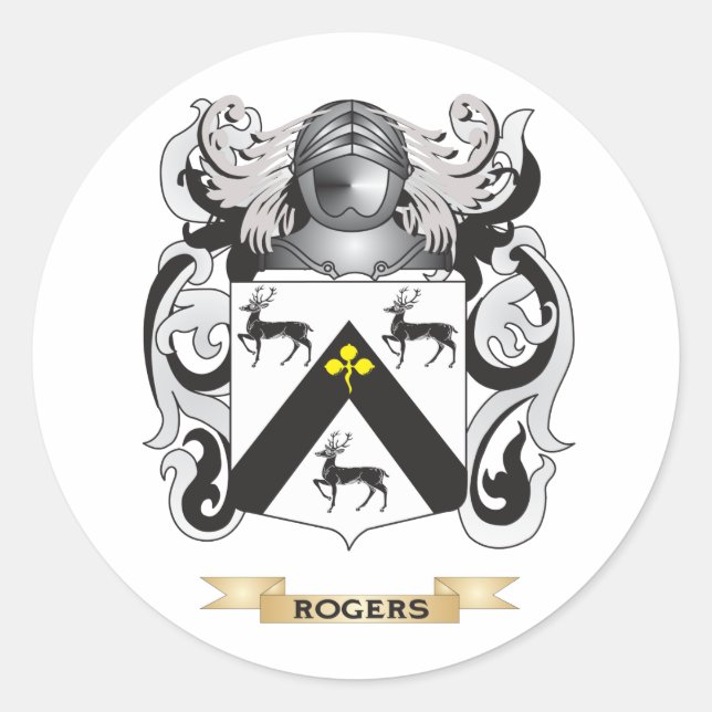 Rogers Coat of Arms (Familienwappen) Runder Aufkleber (Vorderseite)