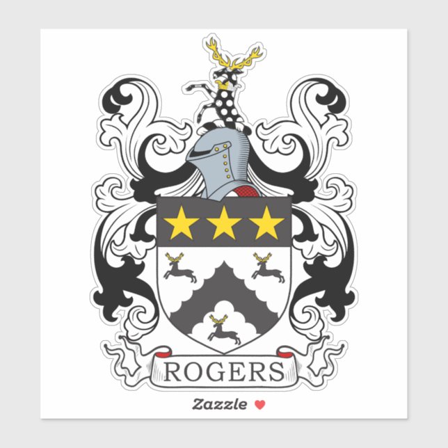 Rogers Familienwappen Aufkleber (Blatt)