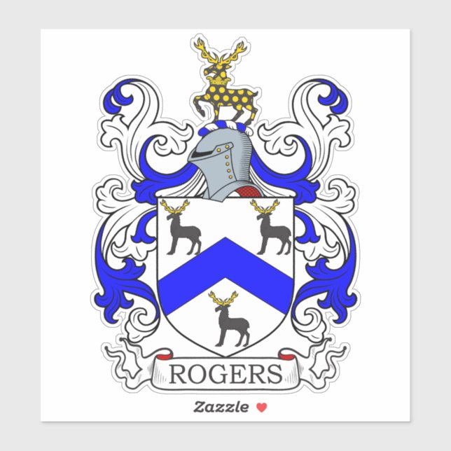 Rogers Familienwappen Aufkleber (Blatt)
