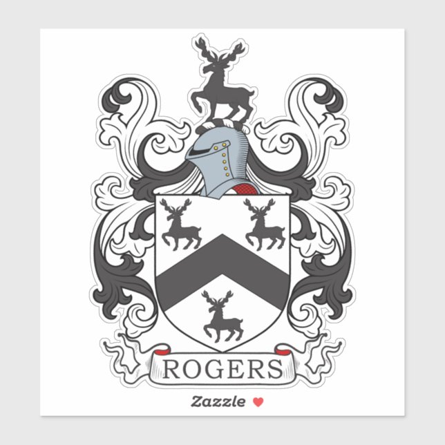 Rogers Familienwappen Aufkleber (Blatt)