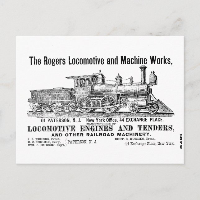 Rogers Locomotive Works Postcard Postkarte (Vorderseite)