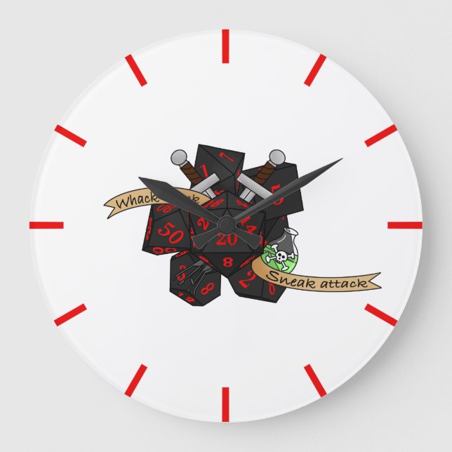 Rogue Dice Design Große Wanduhr (Vorderseite)