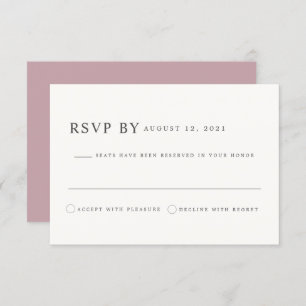 ROGUE Dusty Blush Pink Mauve Wedding RSVP Card Einladung