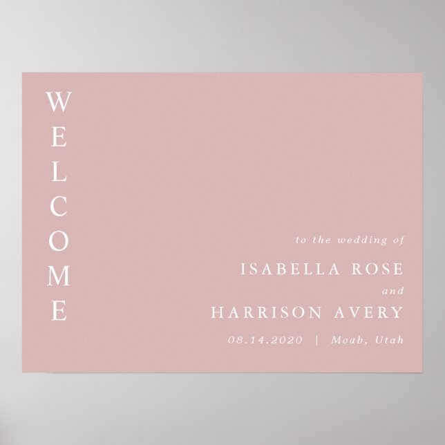 ROGUE Dusty Blush Pink Mauve Wedding Willkommen Poster (Vorne)