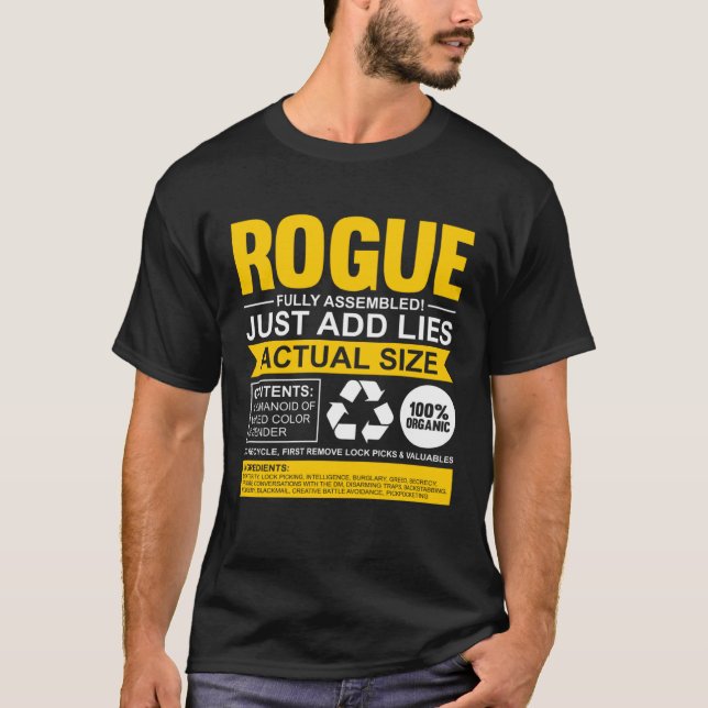 Rogue Fully Assembled Gamer Rogue mit Zeichen T-Shirt (Vorderseite)
