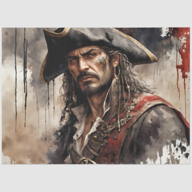 Rogue Pirate Captain Nautical Caribbean Decoupage Seidenpapier (Vorderseite)