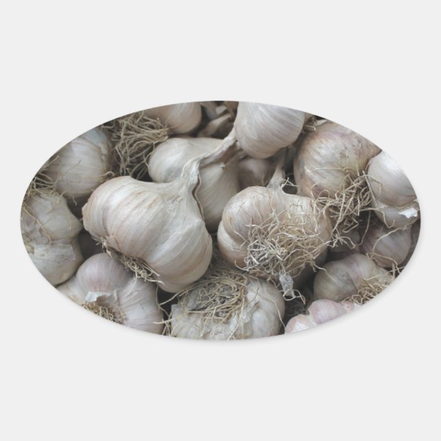Roh-Knoblauch-Seasoning-Tapete für gesunde Lebensm Ovaler Aufkleber (Vorderseite)